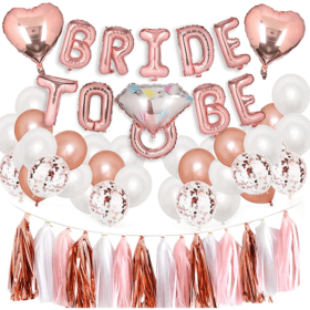 Party Ballons Bride to Be Girlande mit Konfetti -Roségold (32 Set)