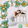 Party Ballons 125 tlg. Set mit Konfetti– Grün/Gold/Weiss