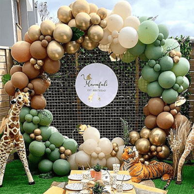 Party Ballons 147 pezzi Set Safari - Verde/Marrone/Oro/Bianco