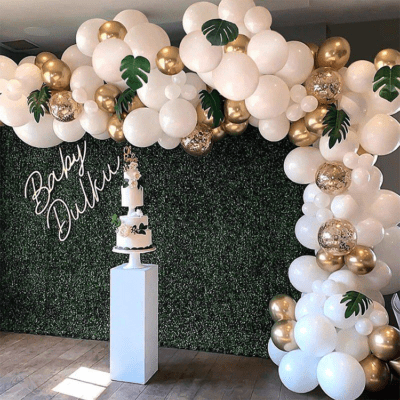 Party Ballons Latex Luftballons 136er-Set mit Konfetti - Weiss / Gold