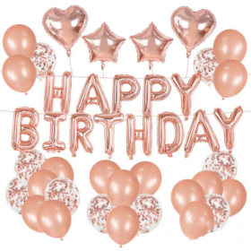 Happy Birthday Girlande Latex- und Folienballons /Konfetti 36er Set