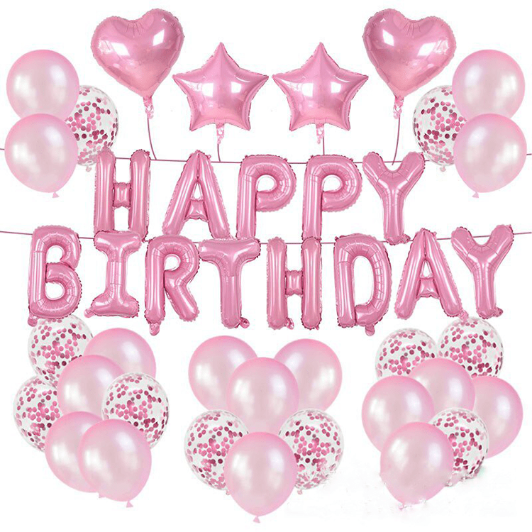 Happy Birthday Girlande Set rosa