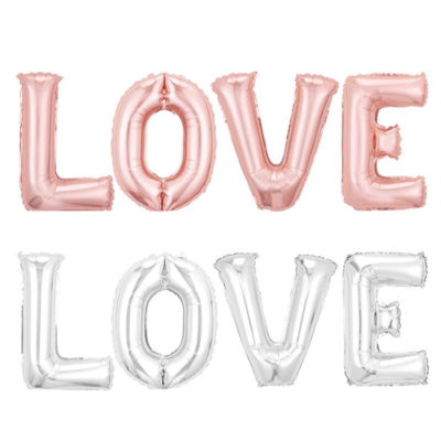 Ballon aluminium LOVE argent ou or rose