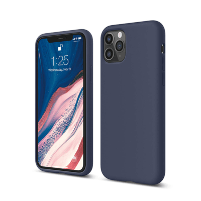 Coque en silicone pour iPhone 11 Pro, antichoc - Bleu marine (Mat)