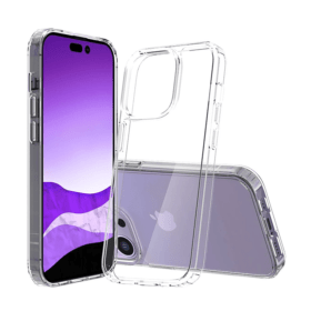 iPhone 14 Pro Max Handyhülle Flexible TPU Clear Case mit Acryl Rückseite - Transparent