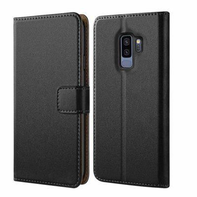 Etui à rabat en cuir véritable pour Samsung Galaxy S9+ Plus