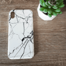 iPhone XR Hardcase Hülle (Marmor Design) - Weiss