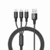 3 in 1 Nylon Mehrfach Universal Ladekabel - Schwarz