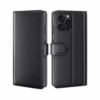 iPhone 15 Pro Flip Wallet Cover Echtleder - Schwarz