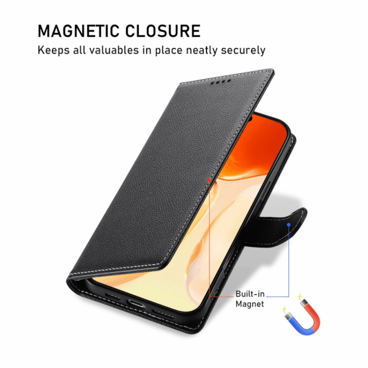 iPhone 17 Pro Max Flip Wallet Cover Echtleder - Schwarz - Bild 3